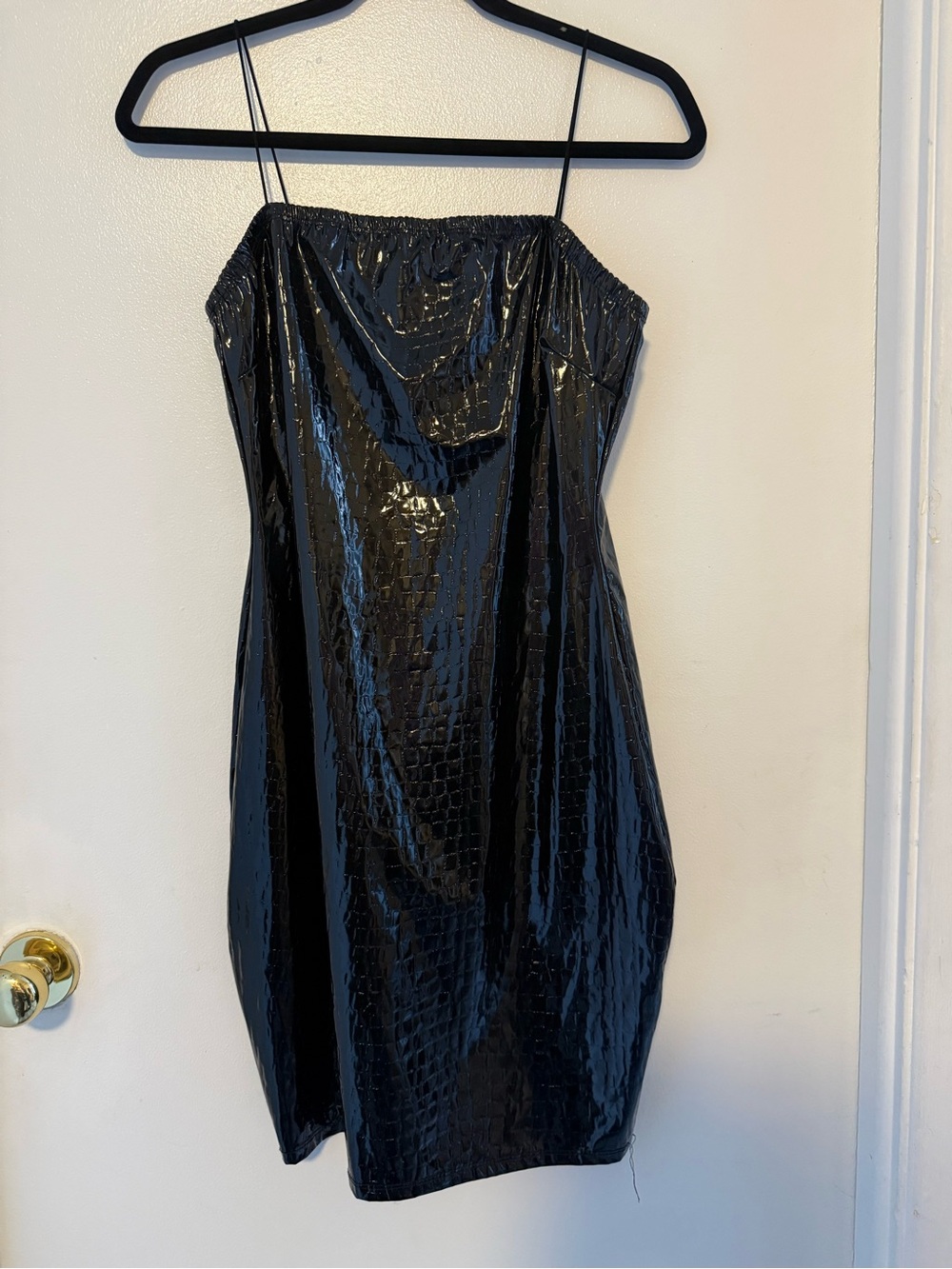 Black Bead Black-Croc-Effect Mini Slip Dress